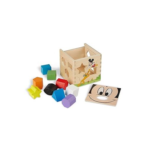  Melissa & Doug Disney Mickey Mouse & Friends Wooden Shape Sorting Cube - Mickey Mouse Toys, Classic Wooden Toys For Babies And Toddlers Ages 2+