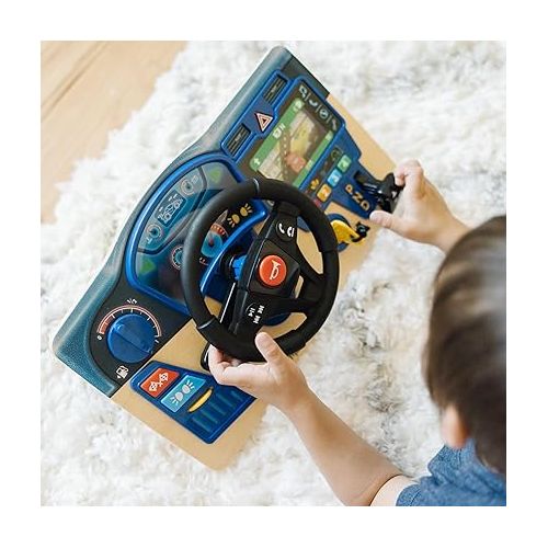  Melissa & Doug Vroom & Zoom Interactive Wooden Dashboard Steering Wheel Pretend Play Driving Toy - FSC Certified