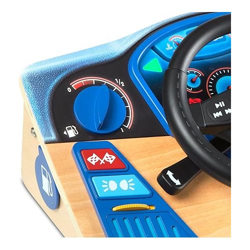  Melissa & Doug Vroom & Zoom Interactive Wooden Dashboard Steering Wheel Pretend Play Driving Toy - FSC Certified