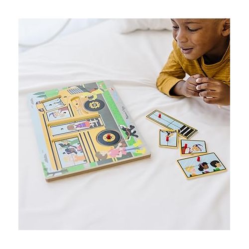  Melissa & Doug The Wheels on the Bus Sound Puzzle - School Bus Puzzle, Wooden Puzzle For Kids and Toddlers Ages 2+