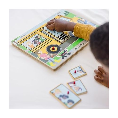  Melissa & Doug The Wheels on the Bus Sound Puzzle - School Bus Puzzle, Wooden Puzzle For Kids and Toddlers Ages 2+