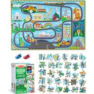 Melissa & Doug Race Around The World Tracks Cardboard Jigsaw Floor Puzzle and Wind-Up Vehicles - 48 Pieces, for Boys and Girls 4+ - FSC-Certified Materials