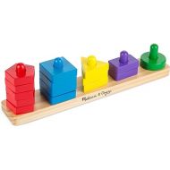 Melissa & Doug Stack and Sort Board - Wooden Educational Toy for age 2+ years With 15 Solid Wood Pieces