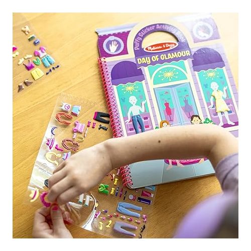  Melissa & Doug Puffy Sticker Activity Book: Day of Glamour - 196 Reusable Stickers - FSC Certified