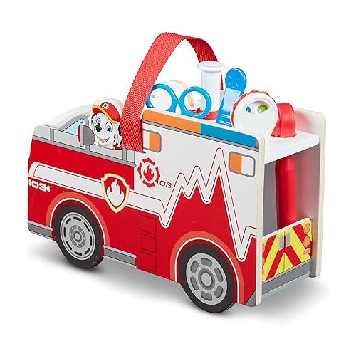  Melissa & Doug PAW Patrol Marshall's Wooden Rescue EMT Caddy (14 Pieces) - PAW Patrol Take-Along Pretend Play First Responder Rescue Kit, PAW Patrol Toddler Toy For Girls And Boys Ages 3+