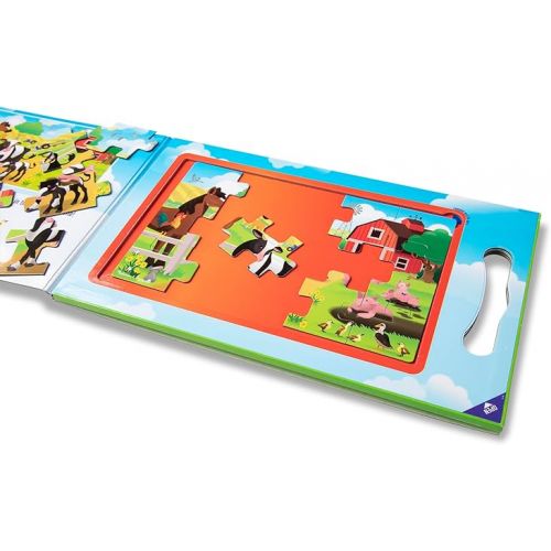  Melissa & Doug Take-Along Magnetic Jigsaw Puzzles Travel Toy On the Farm (2 15-Piece Puzzles) - FSC Certified