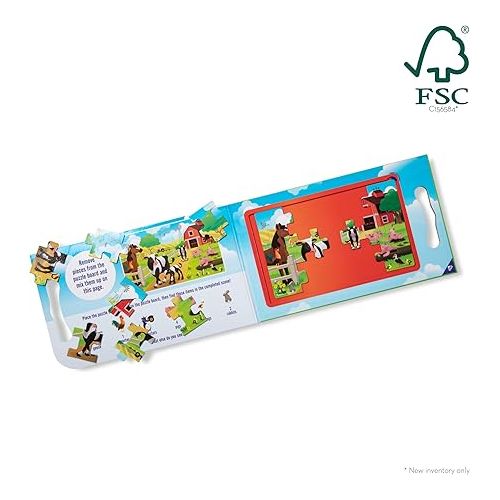  Melissa & Doug Take-Along Magnetic Jigsaw Puzzles Travel Toy On the Farm (2 15-Piece Puzzles) - FSC Certified