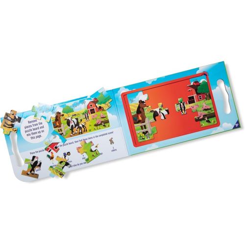  Melissa & Doug Take-Along Magnetic Jigsaw Puzzles Travel Toy On the Farm (2 15-Piece Puzzles) - FSC Certified