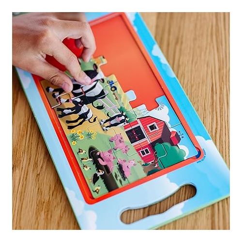  Melissa & Doug Take-Along Magnetic Jigsaw Puzzles Travel Toy On the Farm (2 15-Piece Puzzles) - FSC Certified