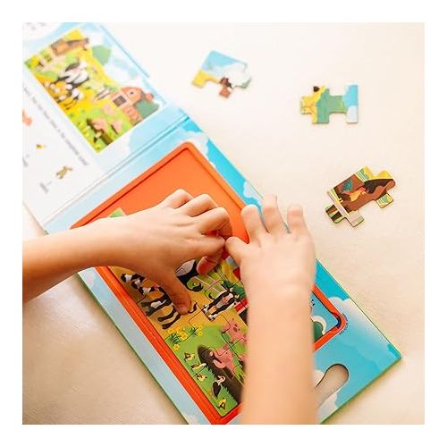  Melissa & Doug Take-Along Magnetic Jigsaw Puzzles Travel Toy On the Farm (2 15-Piece Puzzles) - FSC Certified