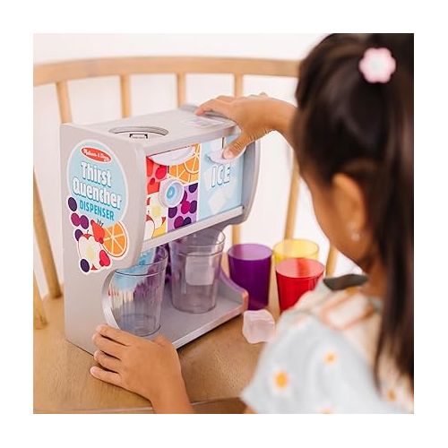  Melissa & Doug Wooden Thirst Quencher Drink Dispenser With Cups, Juice Inserts, Ice Cubes - FSC Certified