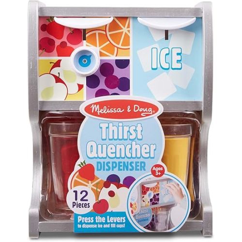  Melissa & Doug Wooden Thirst Quencher Drink Dispenser With Cups, Juice Inserts, Ice Cubes - FSC Certified