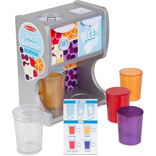  Melissa & Doug Wooden Thirst Quencher Drink Dispenser With Cups, Juice Inserts, Ice Cubes - FSC Certified