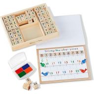 Melissa & Doug Deluxe Letters and Numbers Wooden Stamp Set ABCs 123s With Activity Book, 4-Color Stamp Pad - FSC Certified