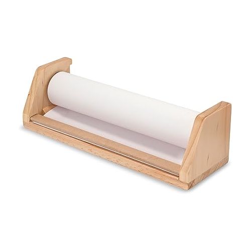  Melissa & Doug Wooden Tabletop Paper Roll Dispenser With White Bond (12 inches x 75 feet) - Drawing, Art, Craft For Kids