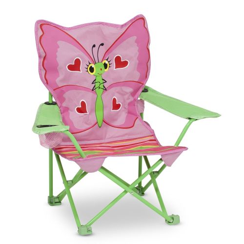  Melissa & Doug Bella Butterfly Childs Outdoor Chair (Easy to Open, Handy Cup Holder, Cleanable Materials, Carrying Bag, 23.7 H x 6.7 W x 6.7 L)