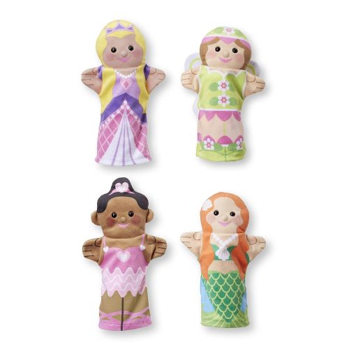  Melissa & Doug Storybook Friends Hand Puppets, Puppet Sets, Princess, Fairy, Mermaid, and Ballerina, Soft Plush Material, Set of 4, 14” H x 8.5” W x 2” L