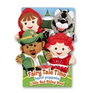 Melissa & Doug Fairy Tale Friends Hand Puppets, Puppet Sets, Little Red Riding Hood, Wolf, Grandmother, and Woodsman, Soft Plush Material, Set of 4, 14” H x 8.5” W x 2” L