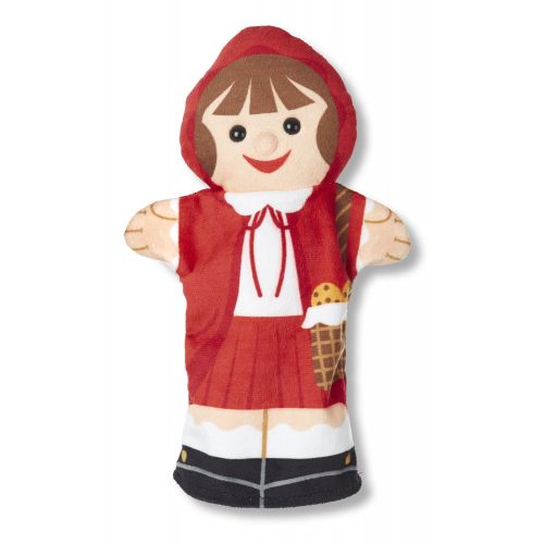  Melissa & Doug Fairy Tale Friends Hand Puppets, Puppet Sets, Little Red Riding Hood, Wolf, Grandmother, and Woodsman, Soft Plush Material, Set of 4, 14” H x 8.5” W x 2” L