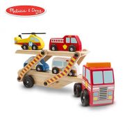 Melissa & Doug Emergency Vehicle Carrier (Two-Level Tractor-Trailer Truck Toy with 4 Vehicles)