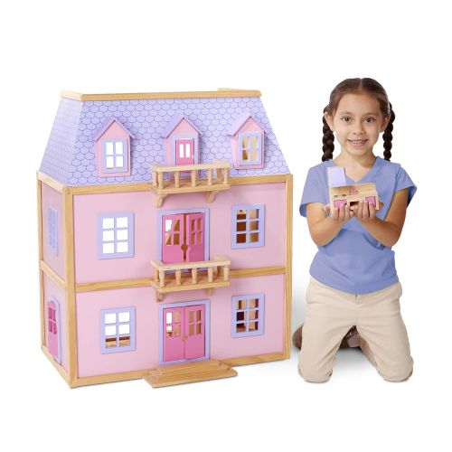  Melissa & Doug Multi-Level Wooden Dollhouse With 19 pcs Furniture