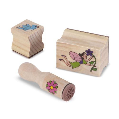  Melissa & Doug Stamp-a-Scene Wooden Stamp Set: Fairy Garden, 20 Wooden Stamps, 5 Colored Pencils, and 2-Color Stamp Pad, 10.5 H x 11.25 W x 1.5 L