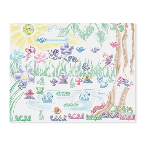  Melissa & Doug Stamp-a-Scene Wooden Stamp Set: Fairy Garden, 20 Wooden Stamps, 5 Colored Pencils, and 2-Color Stamp Pad, 10.5 H x 11.25 W x 1.5 L