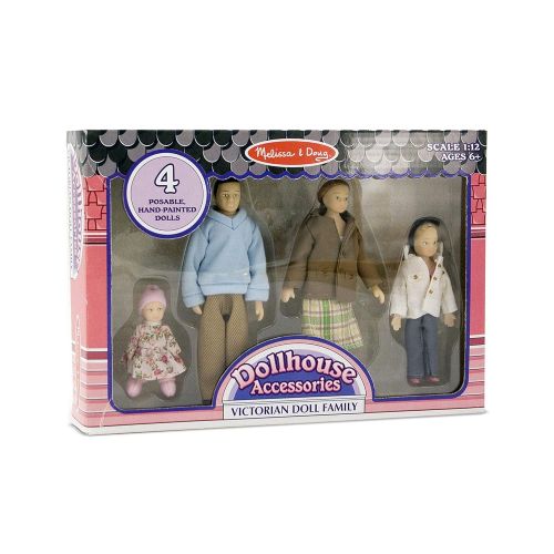  Melissa & Doug Victorian Doll Family, Dollhouse Accessories (4 Poseable Play Figures, 1:12 Scale)