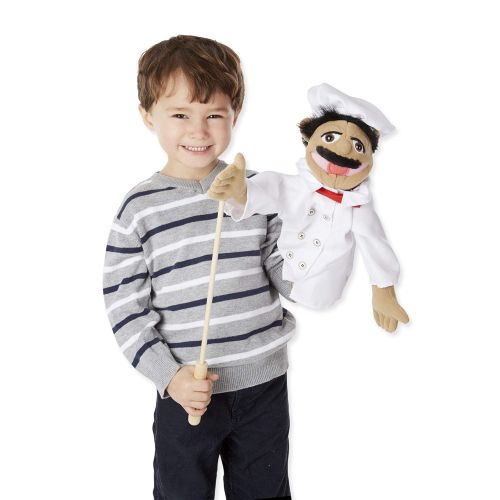  Melissa & Doug Chef Puppet with Detachable Wooden Rod (Puppets & Puppet Theaters, Animated Gestures, Inspires Creativity, 15” H x 5” W x 6.5” L)