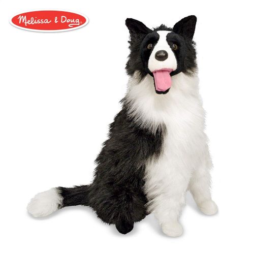  Melissa & Doug Border Collie Dog Giant Stuffed Animal (Lifelike Plush, 27” H x 22” W x 14” L)