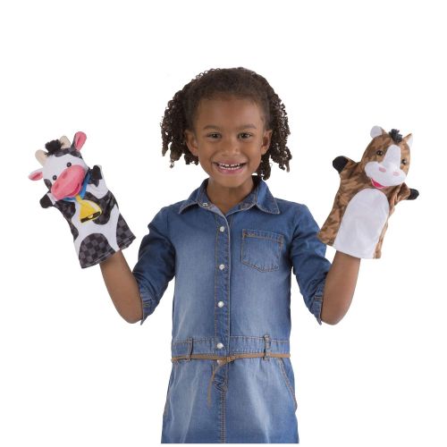  Melissa & Doug Farm Friends Hand Puppets - The Original (Set of 4 - Cow, Horse, Sheep, and Pig - Soft Plush Material, Great Gift for Girls and Boys - Kids Toy Best for 2, 3, 4, 5 a
