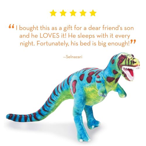  Melissa & Doug T-Rex Giant Stuffed Animal, Wildlife, Bold Colors, Soft Polyester Fabric, Stands on Two Feet, 26 H x 30 W x 9 L