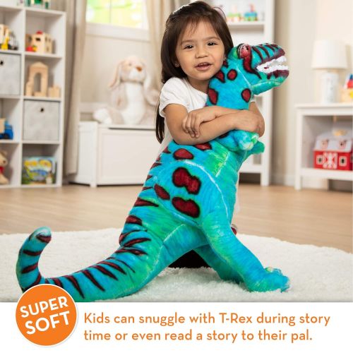  Melissa & Doug T-Rex Giant Stuffed Animal, Wildlife, Bold Colors, Soft Polyester Fabric, Stands on Two Feet, 26 H x 30 W x 9 L