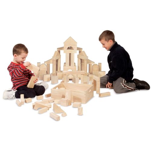  Melissa & Doug Standard Unit Solid-Wood Building Blocks with Wooden Storage Crate (Developmental Toy, 60 pieces, 5.25 H x 12.5 W x 15 L)