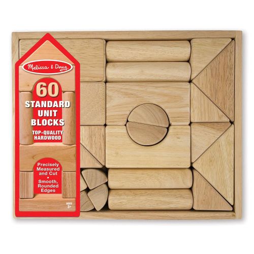  Melissa & Doug Standard Unit Solid-Wood Building Blocks with Wooden Storage Crate (Developmental Toy, 60 pieces, 5.25 H x 12.5 W x 15 L)