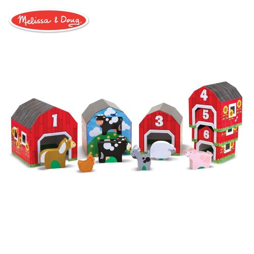  Melissa & Doug Nesting and Sorting Barns and Animals With 6 Numbered Barns and Matching Wooden Animals