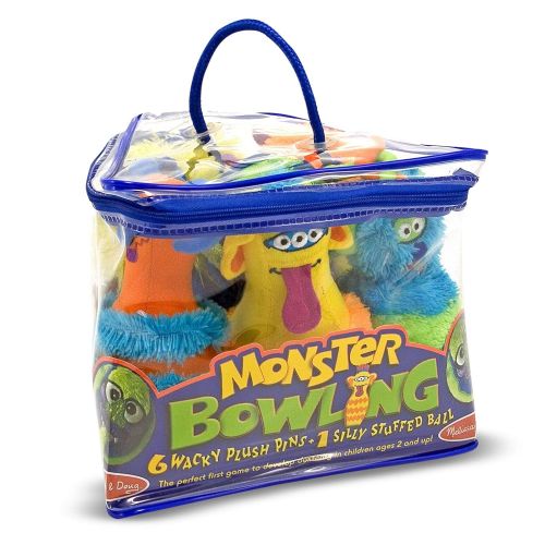  Melissa & Doug Monster Bowling Game, Plush 6-Pin Bowling Game with Carrying Case, Weighted Bottoms, 7 Pieces, 9” H x 8.5” W x 7” L