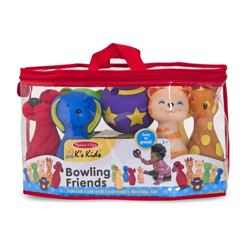  Melissa & Doug Bowling Friends Preschool Play Set, 6-Pin Bowling Game with Carrying Case (Weighted Bottoms, 7 Pieces, 9” H x 8.5” W x 7” L)