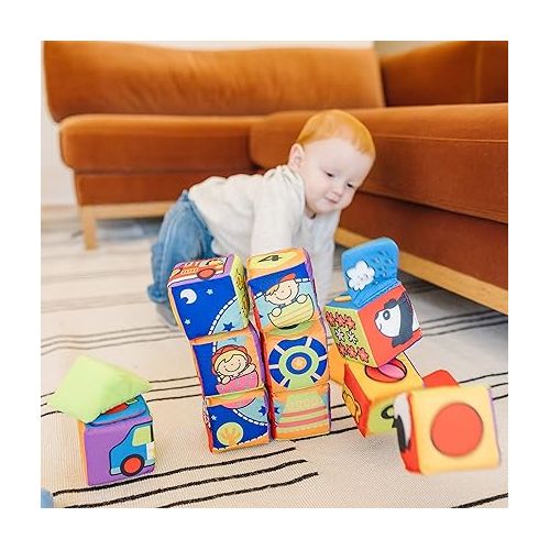  Melissa & Doug K's Kids Match and Build Soft Blocks Set For Toddlers, Building Blocks, Sensory Baby Stacking Toys