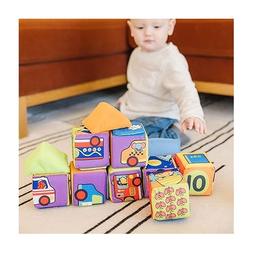  Melissa & Doug K's Kids Match and Build Soft Blocks Set For Toddlers, Building Blocks, Sensory Baby Stacking Toys