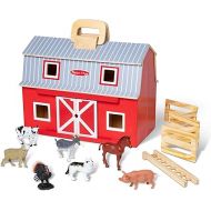 Melissa & Doug Fold and Go Wooden Barn With 7 Animal Play Figures - Farm Animals Portable Toys For Kids And Toddlers Ages 3+