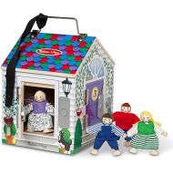 Melissa & Doug Take-Along Wooden Doorbell Dollhouse - Doorbell Sounds, Keys, 4 Poseable Dolls - Portable, Doorbell House For Kids Ages 3+