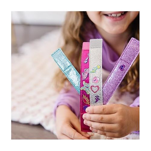  Melissa & Doug Design-Your-Own Bracelets With 100+ Sparkle Gem and Glitter Stickers - Kids Snap Bracelets, Jewelry Crafts For Kids Ages 4+