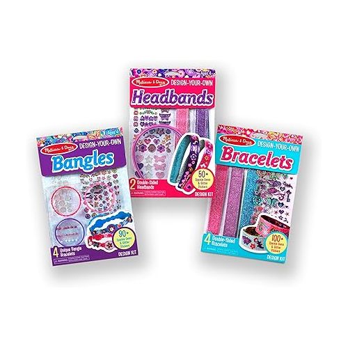  Melissa & Doug Design-Your-Own Jewelry-Making Kits - Bangles, Headbands, and Bracelets - DIY , Decorate With Stickers, Crafting Set For Kids Ages 4+