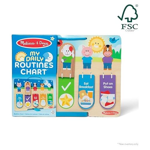 Melissa & Doug Wooden My Daily Day and Night Routines Chart for Boys and Girls 3+ - FSC Certified