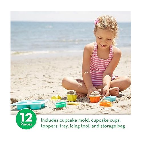  Melissa & Doug Sunny Patch Seaside Sidekicks Sand Cupcake Play Set - Toddler Beach Toys, Outdoor Toys For Sandbox, Sand Toys For Toddlers And Kids Ages 3+