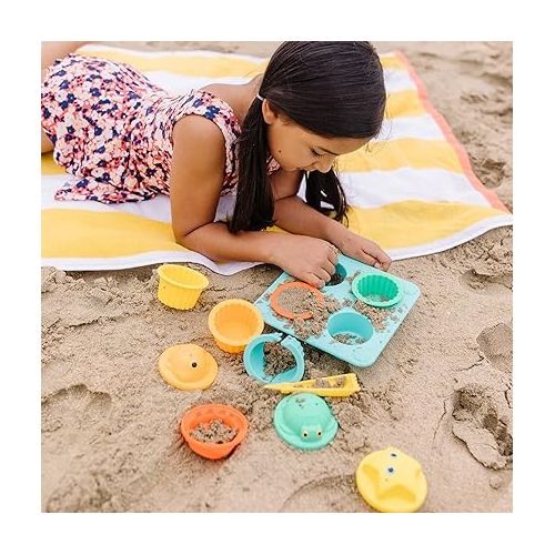 Melissa & Doug Sunny Patch Seaside Sidekicks Sand Cupcake Play Set - Toddler Beach Toys, Outdoor Toys For Sandbox, Sand Toys For Toddlers And Kids Ages 3+