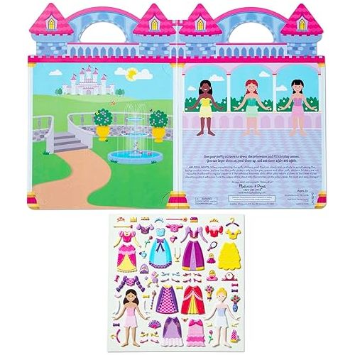  Melissa & Doug Puffy Sticker Set: Princess - 67 Reusable Stickers - FSC Certified