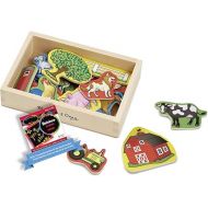 Melissa & Doug Farm Wooden 20 Magnets-in-a-Box Gift Set + Free Scratch Art Mini-Pad Bundle [92791]
