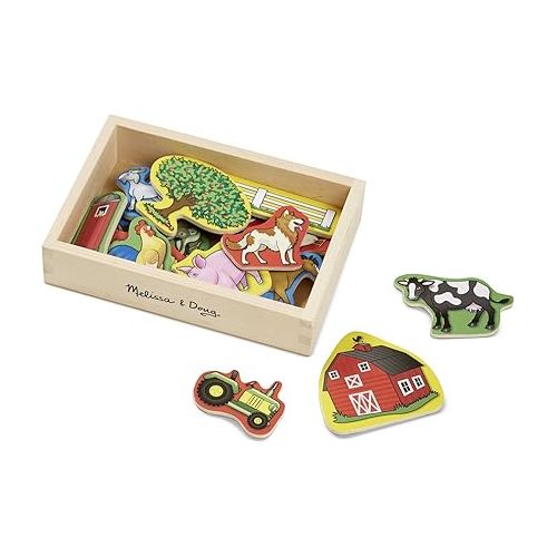  Melissa & Doug Farm Wooden 20 Magnets-in-a-Box Gift Set + Free Scratch Art Mini-Pad Bundle [92791]